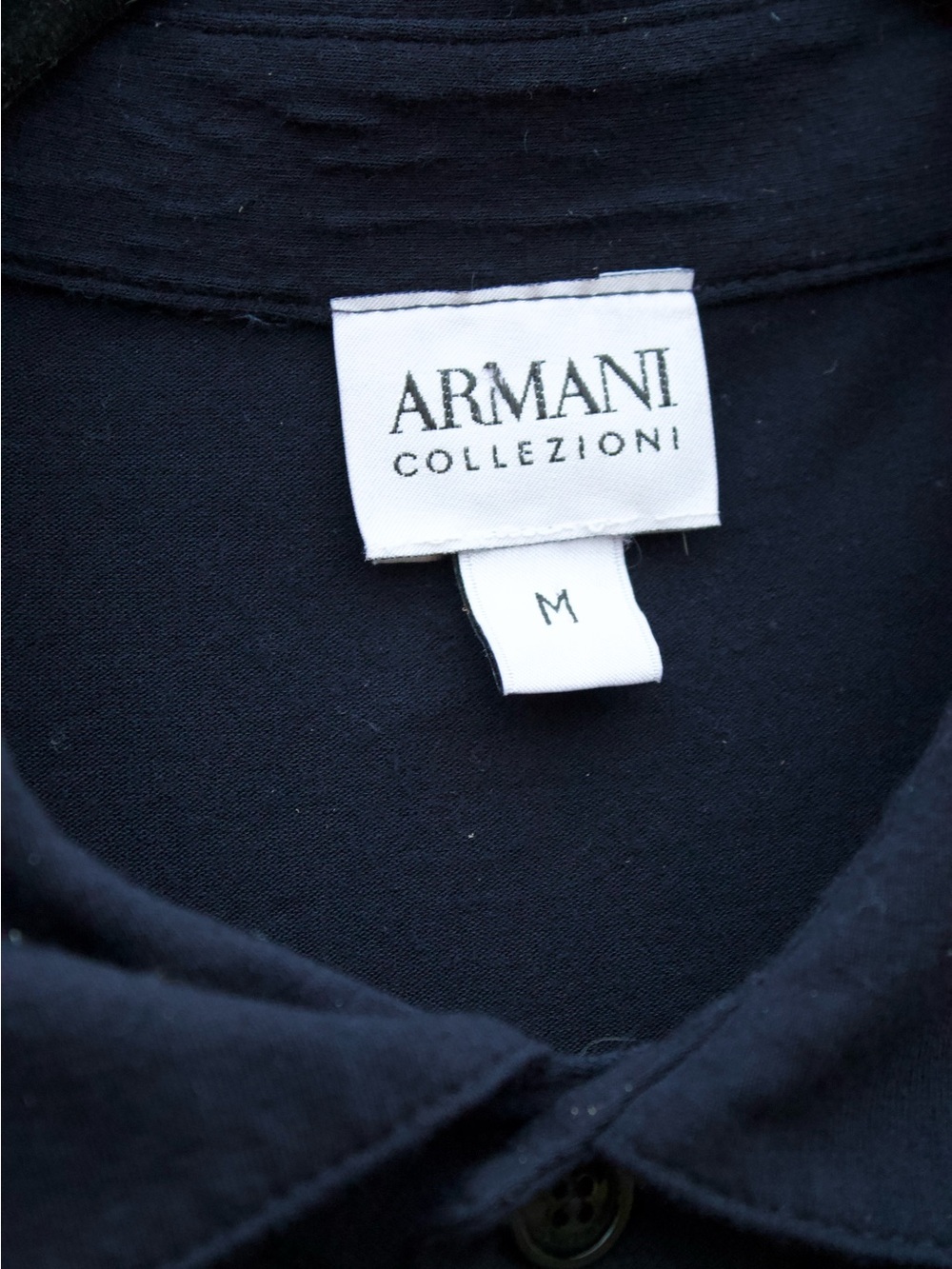 Armani Collezioni Men’s Navy Blue Button-Down Shirt